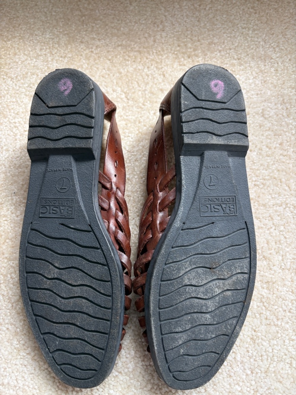 Vintage Basic Editions Women’s Brown Leather Woven Sandal size 7 - Picture 2 of 4